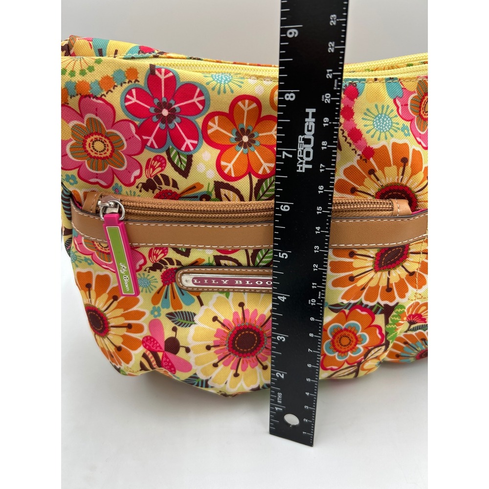 Lily Bloom Floral Honey Bee Crossbody Bag Karma Canvas Yellow Multi Hobo Purse - Picture 7 of 8
